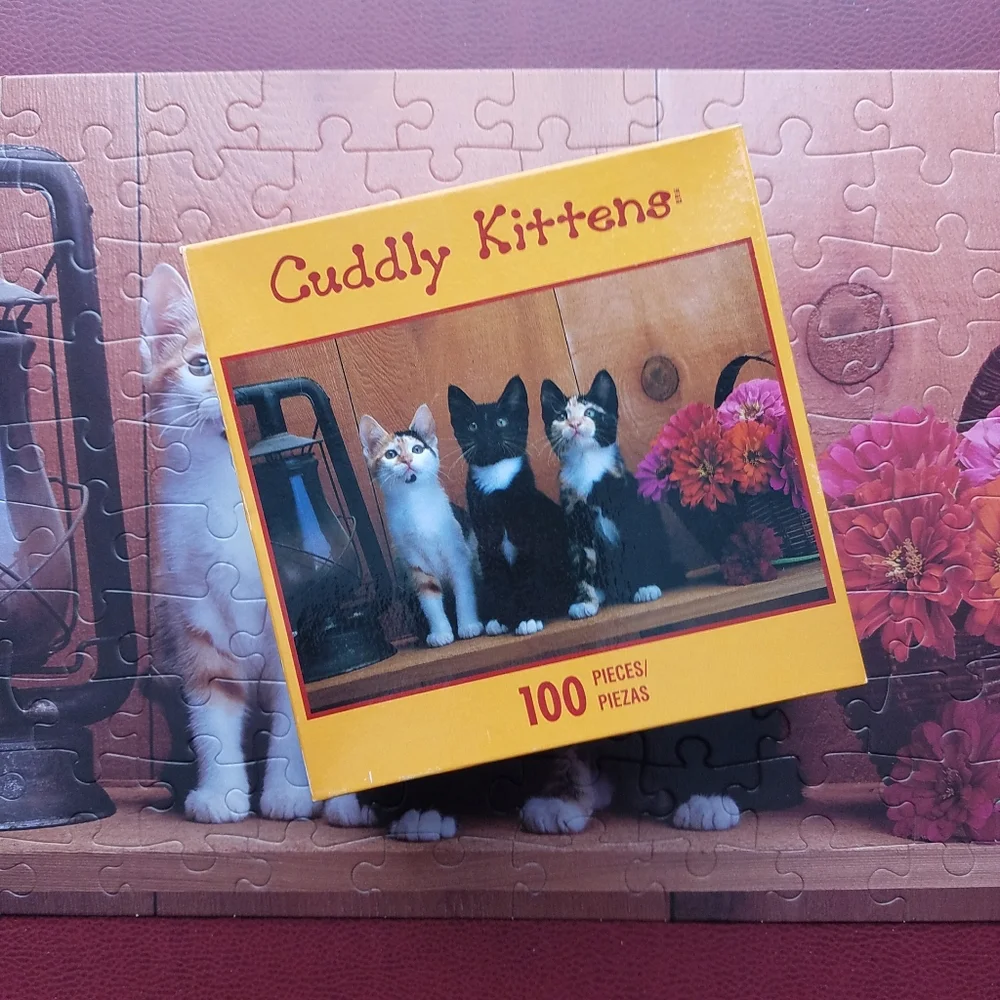 Cat Kitten Jigsaw Puzzle 100 Pieces Easy Kids Girls Pink Kitty